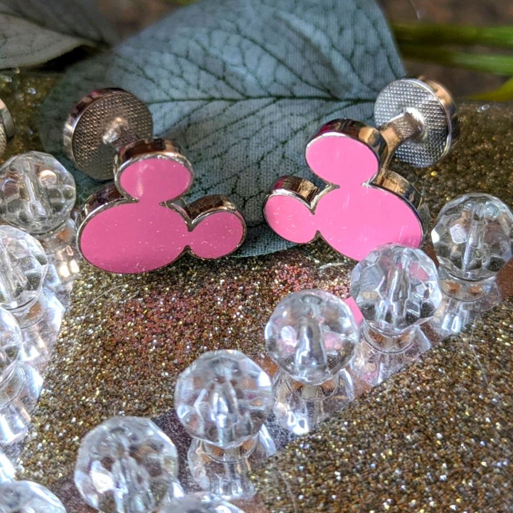 Disney store- silver and pink Mickey Mouse cufflinks: 2 pairs